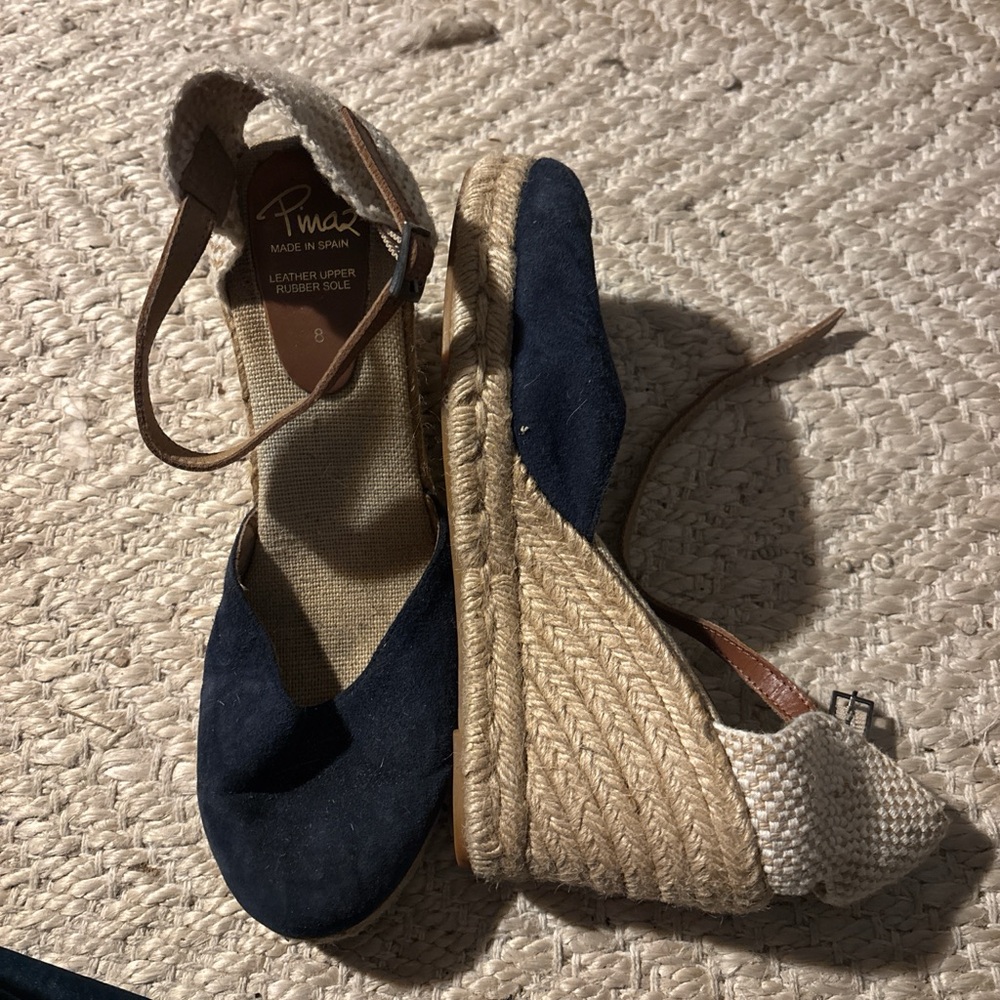 PIKOLINOS Blue and Beige Espadrille Wedges